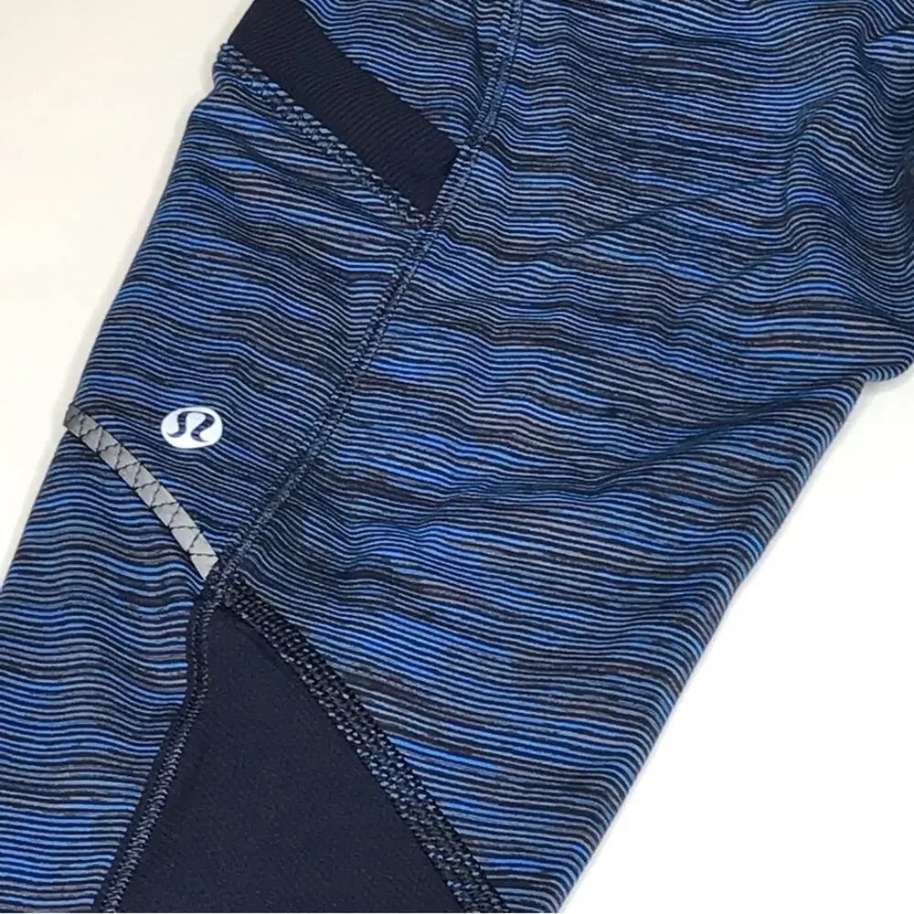 Lululemon Size 2/4 Cut the Crop Striped Cropped Leggings-Side Pockets-Ruched Leg